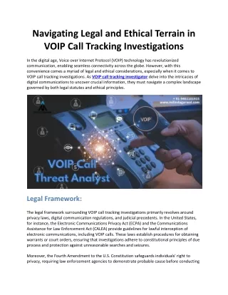 Navigating Legal and Ethical Terrain in VOIP Call Tracking Investigations