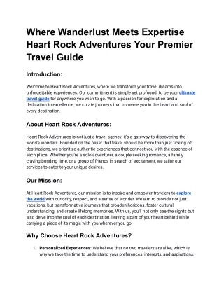 Where Wanderlust Meets Expertise Heart Rock Adventures Your Premier Travel Guide