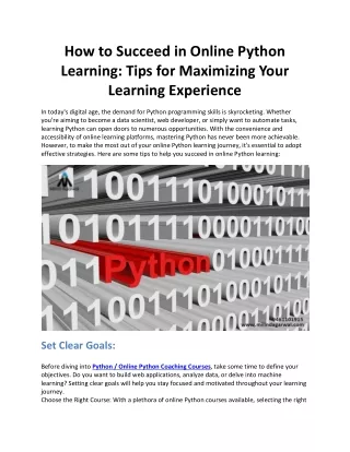 How to Succeed in Online Python Learning? Tips for Maximizing Your Learning Expe
