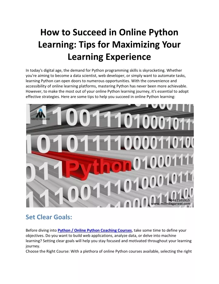 how to succeed in online python learning tips