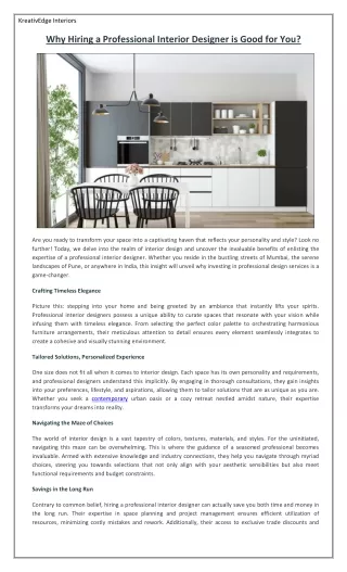 Why Hiring a Professional Interior Designer is Good for You.