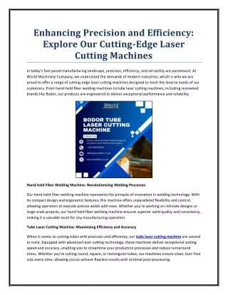 Enhancing Precision and Efficiency: Explore Our Cutting-Edge Laser Cutting Machi
