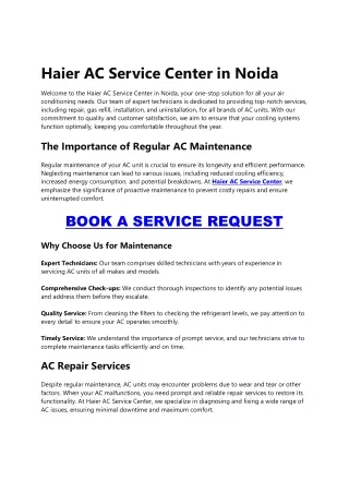 Haier Ac Service Center In Noida