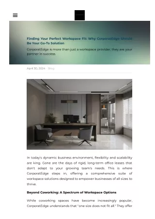 Finding Your Perfect Workspace Fit Why CorporatEdge Should Be Your Go-To Solution