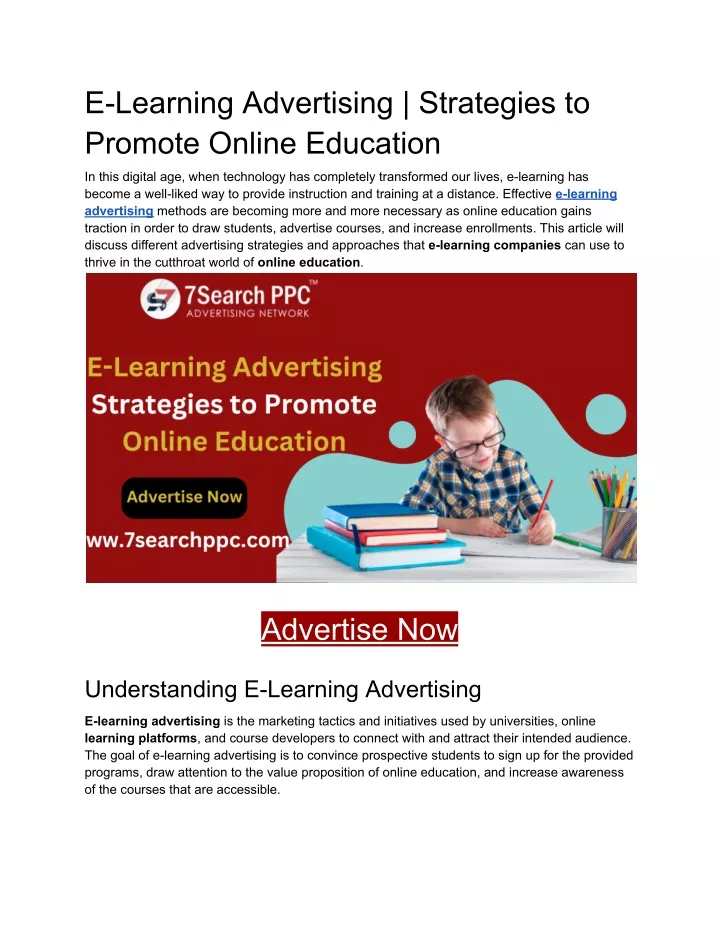 e learning advertising strategies to promote