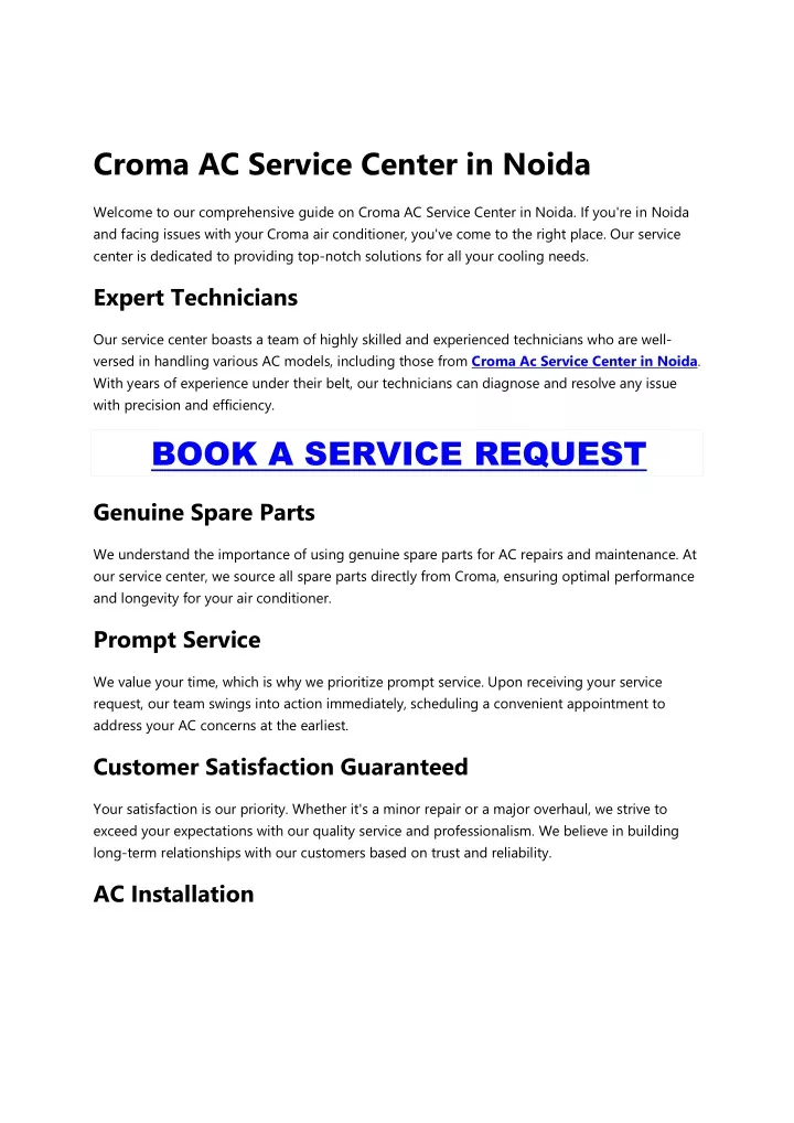 croma ac service center in noida