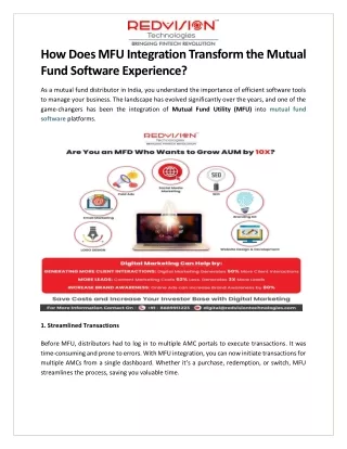How Does MFU Integration Transform the Mutual Fund Software Experience