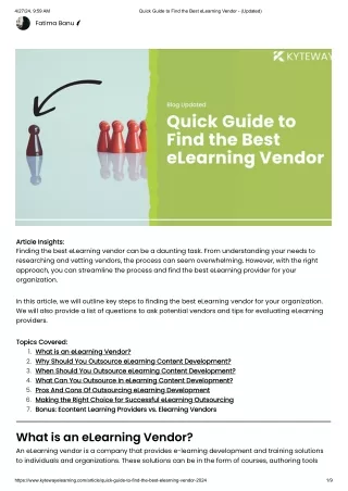 Quick Guide to Find the Best eLearning Vendor