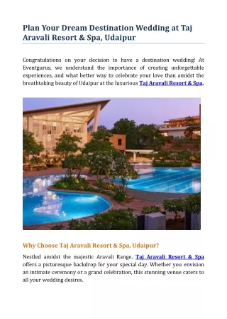 Plan Your Dream Destination Wedding at Taj Aravali Resort