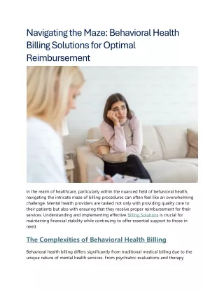 Behavioral Health Billing Solutions for Optimal Reimbursement
