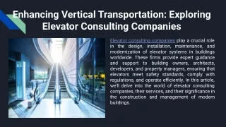 Elevator Consulting Companies