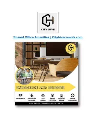 Shared Office Amenities | Cityhivecowork.com