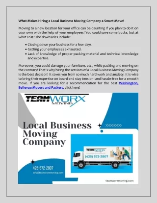 What Makes Hiring a Local Business Moving Company a Smart Move!