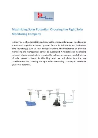 Maximizing Solar Potential Choosing the Right Solar Monitoring Company