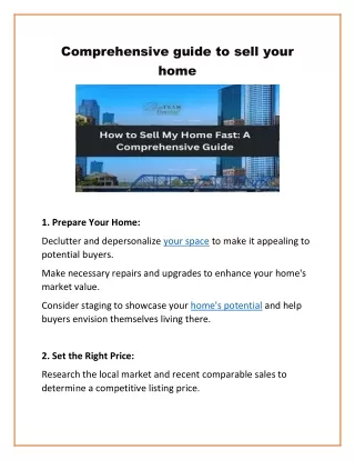 comprehensive guide to sell your home