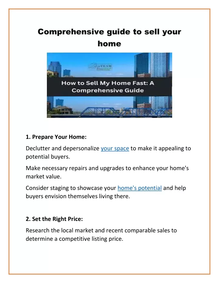 comprehensive guide to sell your home