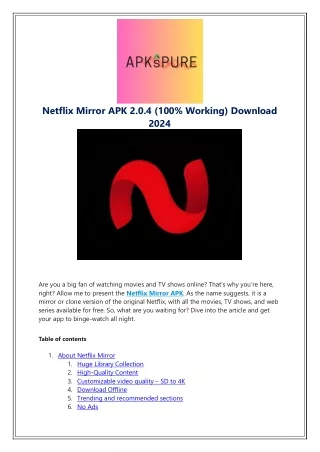 Netflix Mirror APK 2.0.4 (100% Working) Download 2024