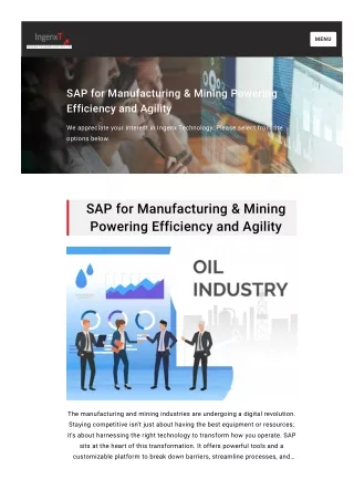 SAP for Manufacturing & Mining Powering Efficiency and Agility