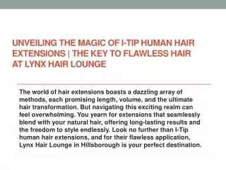 Unveiling the Magic of I-Tip Human Hair Extensions ppt