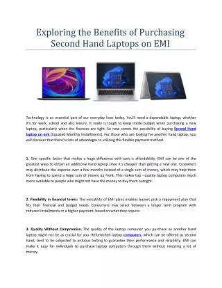 Second Hand laptop on emi