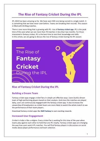 The Rise of Fantasy Cricket During the IPL