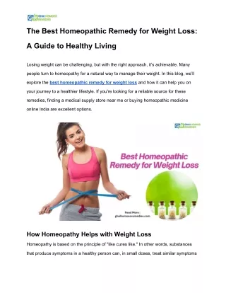The Best Homeopathic Remedy for Weight Loss_ A Guide to Healthy Living