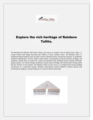 Explore the rich heritage of Rainbow Tallits