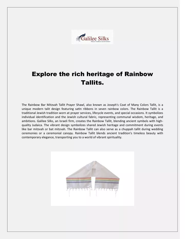 PPT - Explore the rich heritage of Rainbow Tallits PowerPoint ...