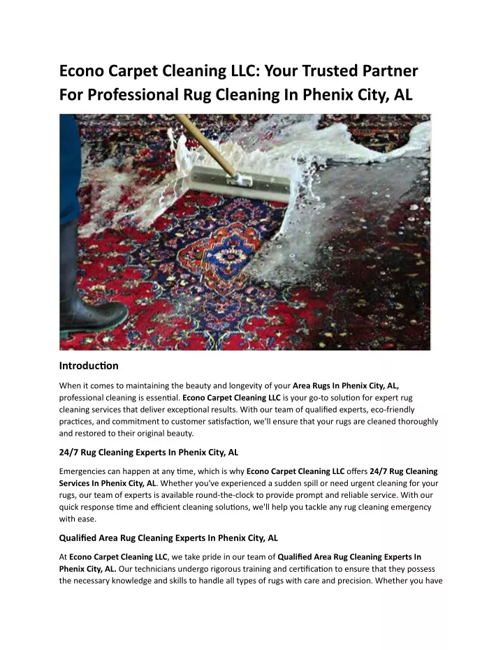 econo carpet cleaning llc your trusted partner