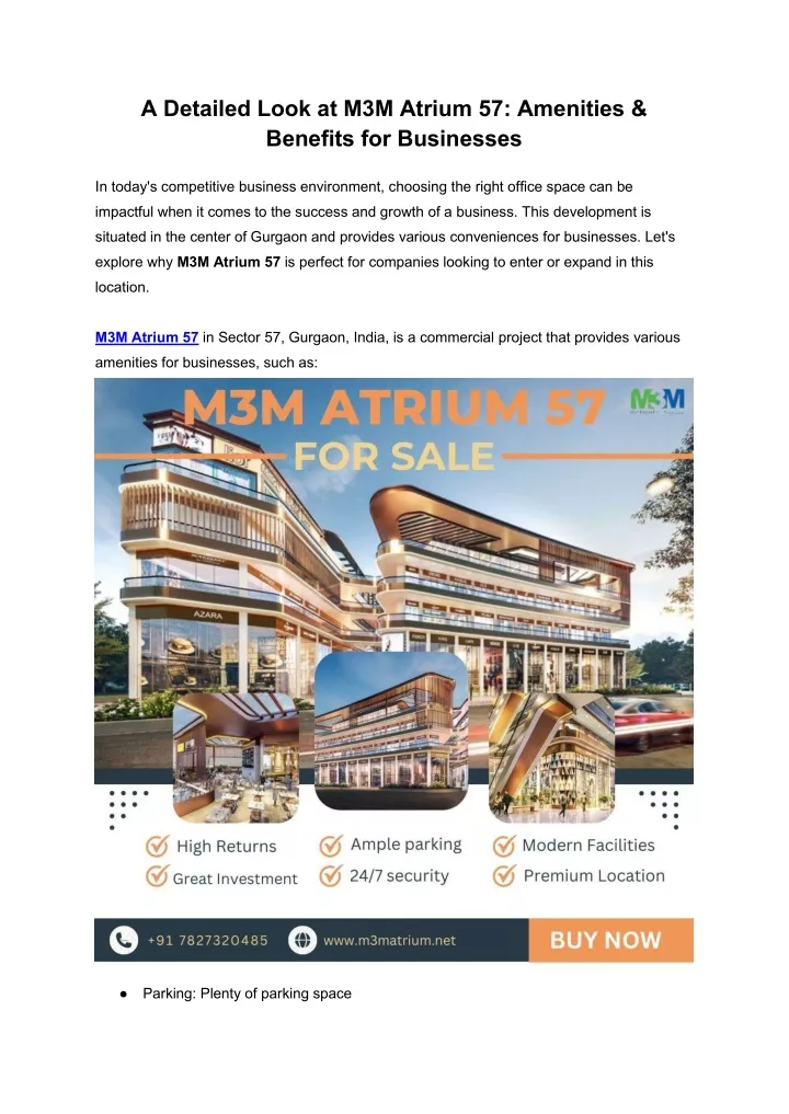 a detailed look at m3m atrium 57 amenities