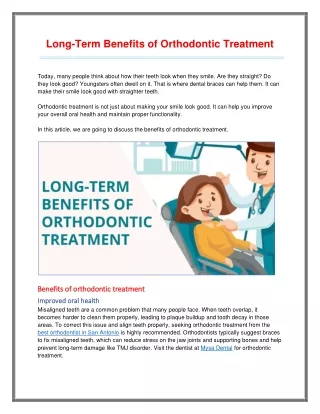 Long-Term Benefits of Orthodontic Treatment