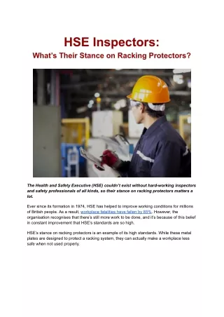 HSE Inspectors: What’s Their Stance on Racking Protectors?