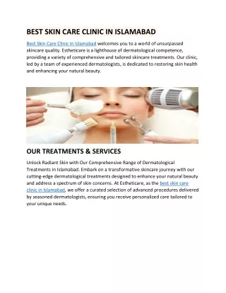 BEST SKIN CARE CLINIC IN ISLAMABAD