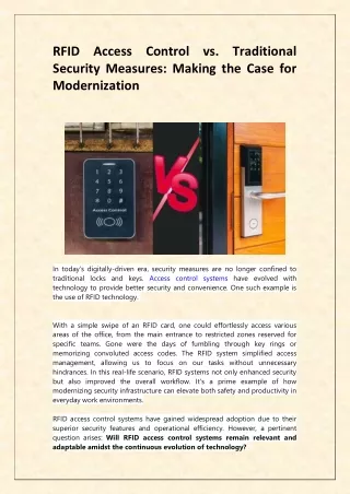 RFID Access Control vs. Traditional Security Measures