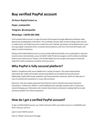Buy Verified PayPal Account-100% Safe & Reliable Service