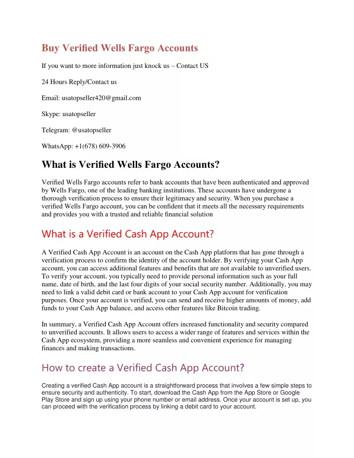 buy verified wells fargo accounts