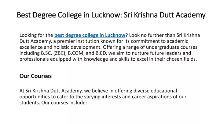 best degree college in lucknow sri krishna dutt academy