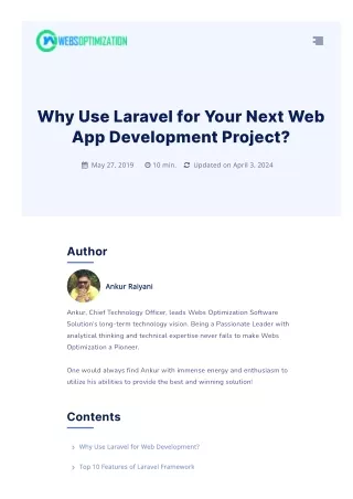Why Use Laravel for Web Application Development? - WebsOptimization