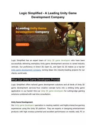 Logic Simplified- A Leading Unity Game Development Company