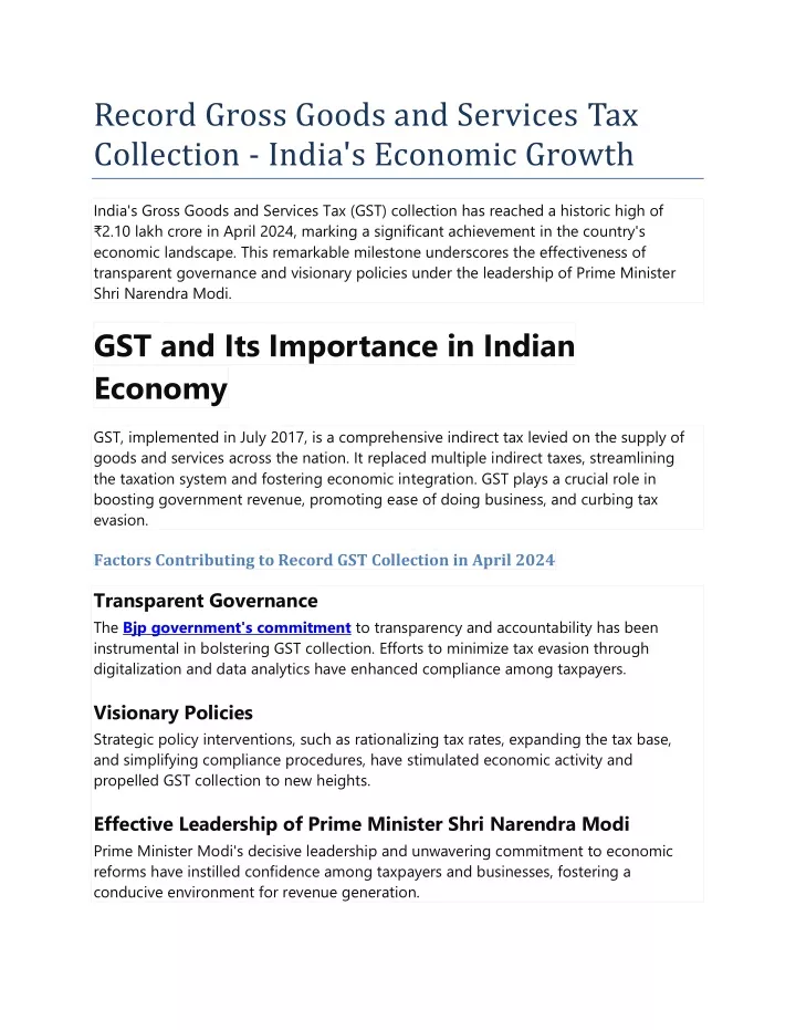 record gross goods and services tax collection