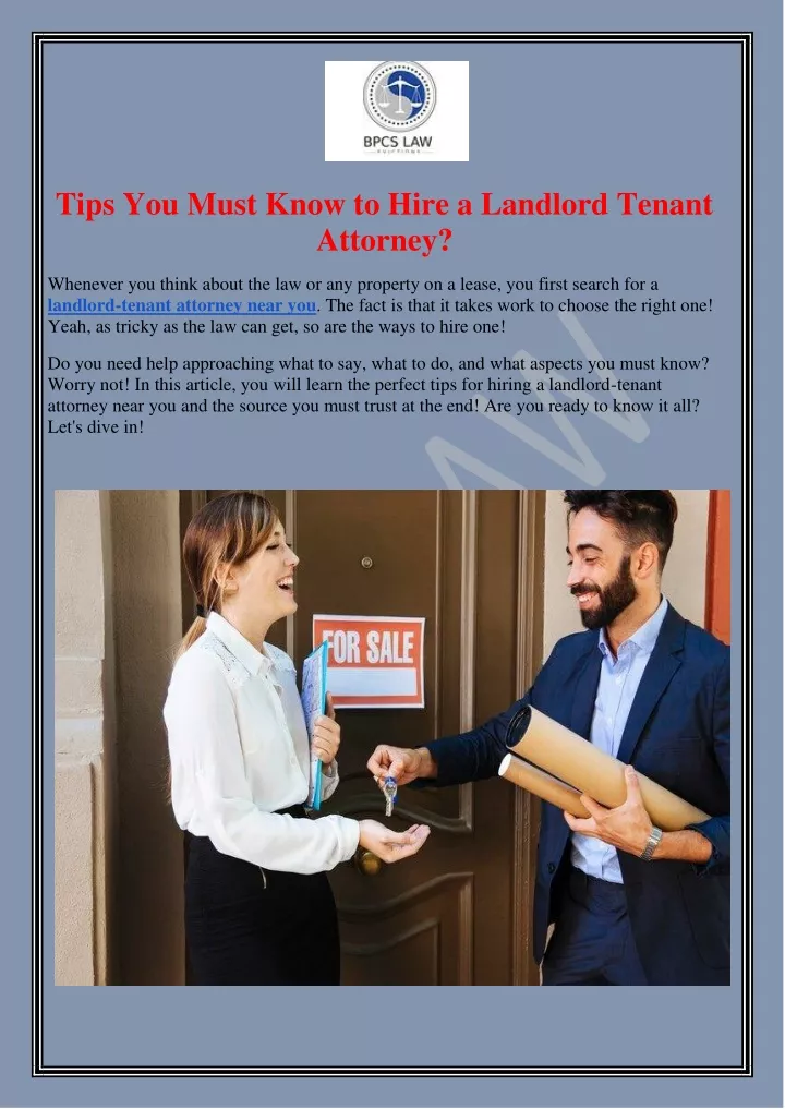tips you must know to hire a landlord tenant