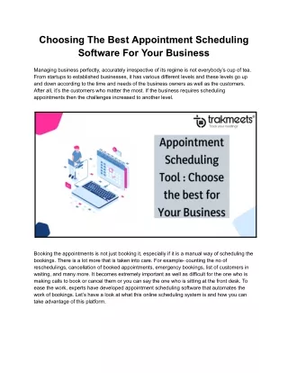 Choosing The Best Appointment Scheduling Software For Your Business