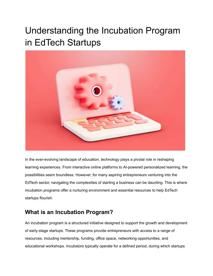 understanding the incubation program in edtech