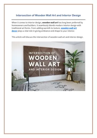 Enhancing Spaces: Wooden Wall Art and Interior Design