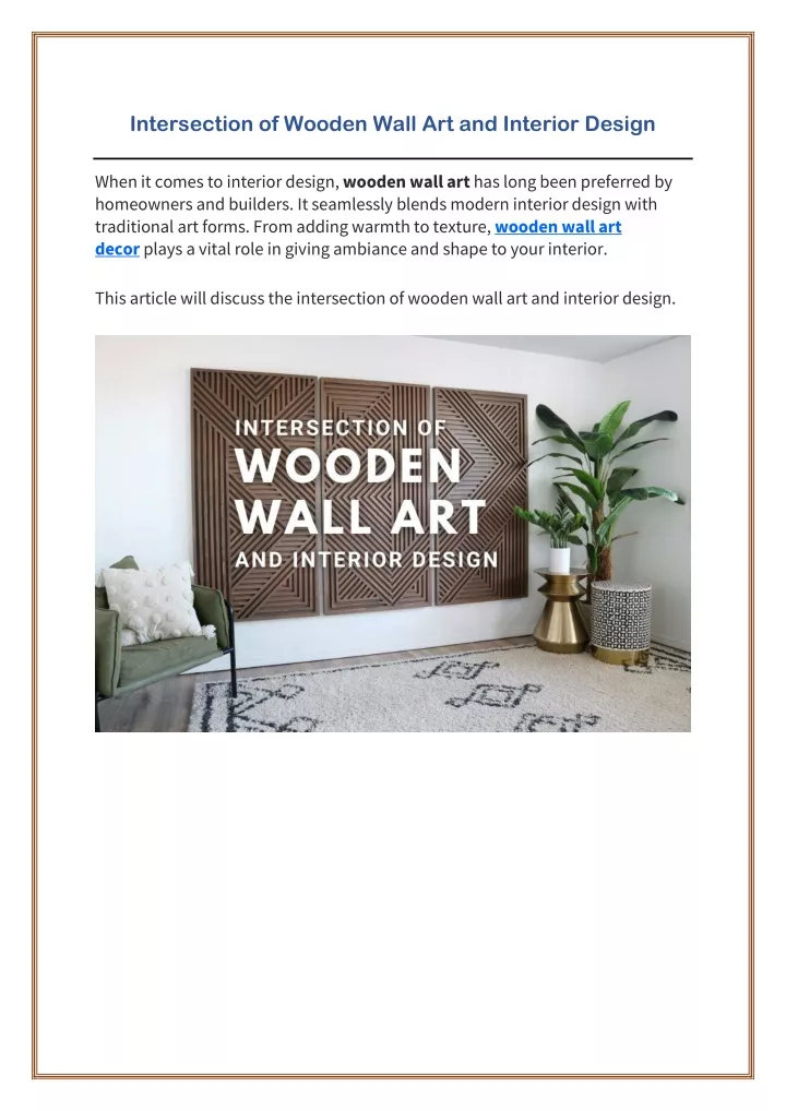 intersection of wooden wall art and interior