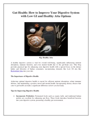 Gut Health: How to Improve Your Digestive System with Low GI and Healthy Atta