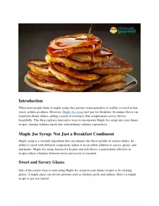 Beyond Breakfast_ Innovative Dinner Recipes Featuring Maple Joe Syrup
