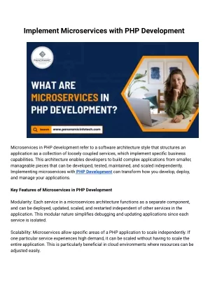 Implement Microservices with PHP Development