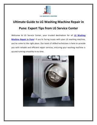 Ultimate Guide to LG Washing Machine Repair in Pune Expert Tips from LG Service Center