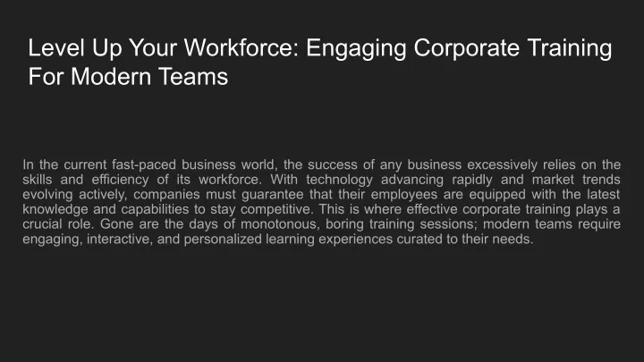 level up your workforce engaging corporate